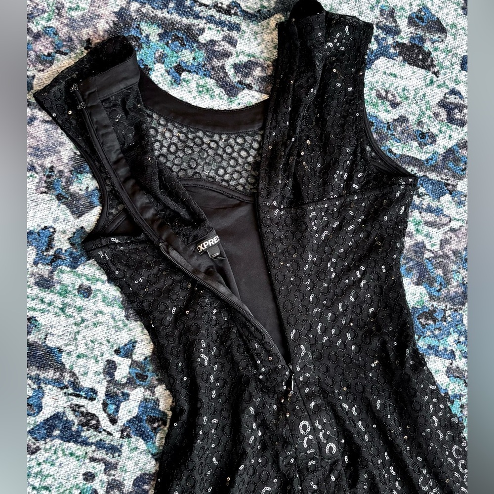 Express Vintage Mini Cocktail Sequin & Sheer Party Dress XS perfect condition